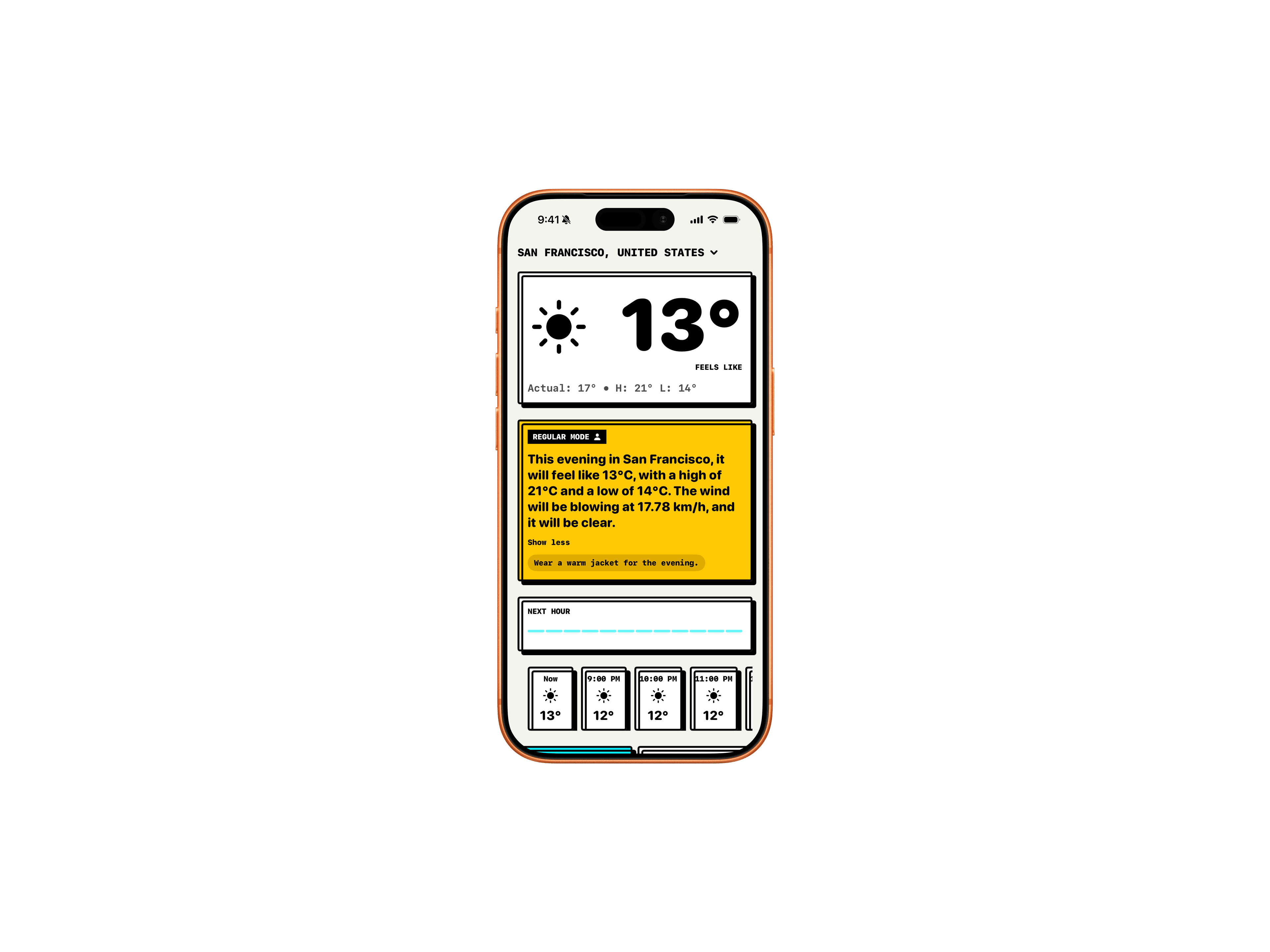 iPhone feels-like dashboard in Regular
